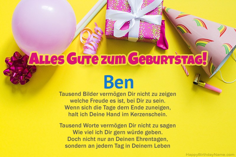 Alles Gute zum Geburtstag Ben in Prosa Alles Gute zum Geburtstag Ben in Prosa