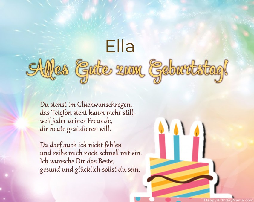 Alles Gute zum Geburtstag Ella in Vers