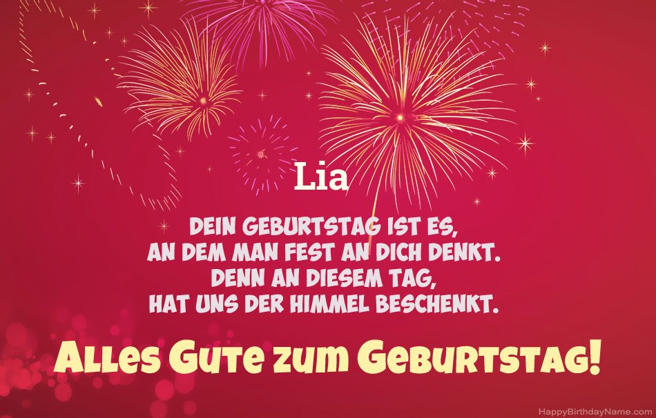Alles Gute zum Geburtstag Lia, schöne Gedichte