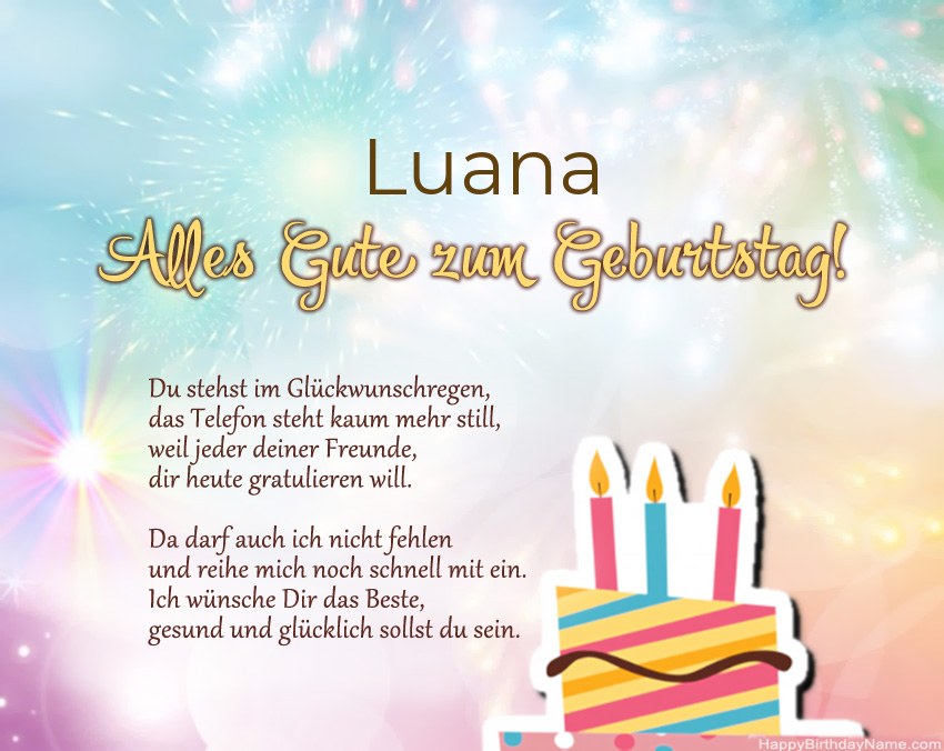 Alles Gute zum Geburtstag Luana in Vers