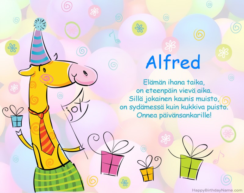 Haluaa, että Alfred on onnellinen Syntymäpäivä