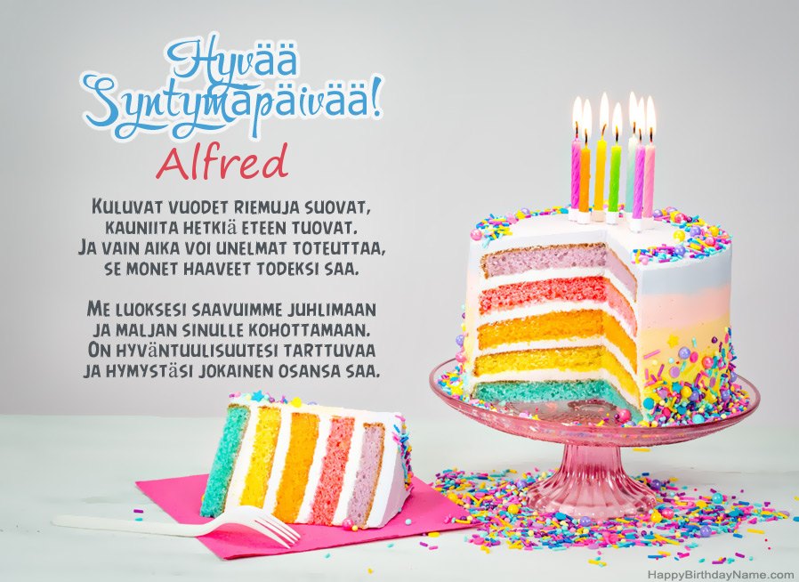 Hyvää Syntymäpäivää Alfred jakeessa