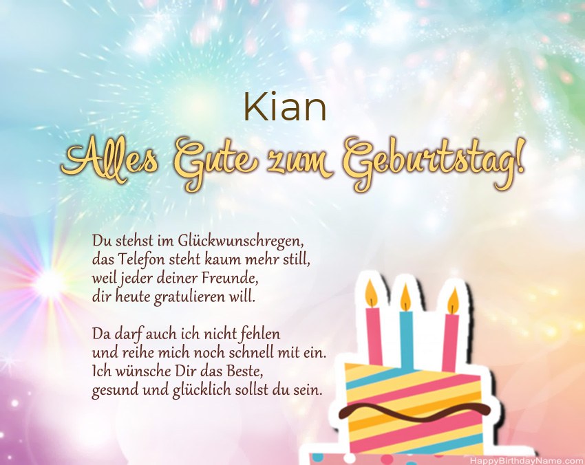 Alles Gute zum Geburtstag Kian in Vers