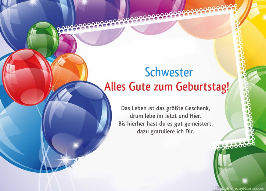 Schwester Herzlichen Glückwunsch zum Geburtstag!