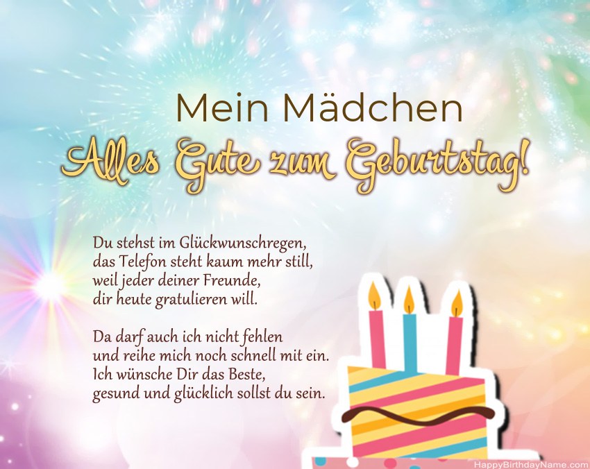 Mein Mädchen Alles Gute zum Geburtstag in Versen