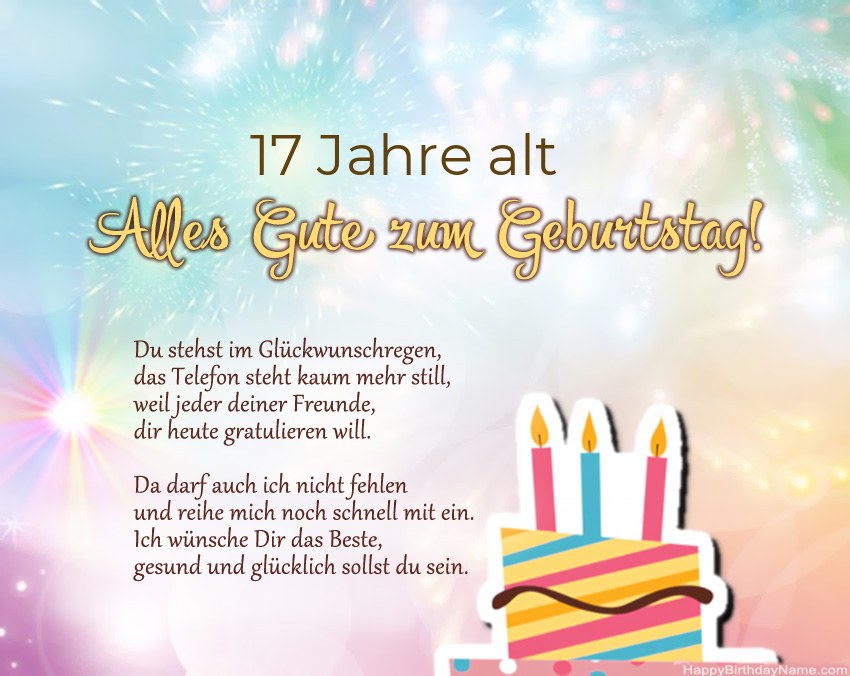 17 Jahre altes Mädchen Alles Gute zum Geburtstag in Versen