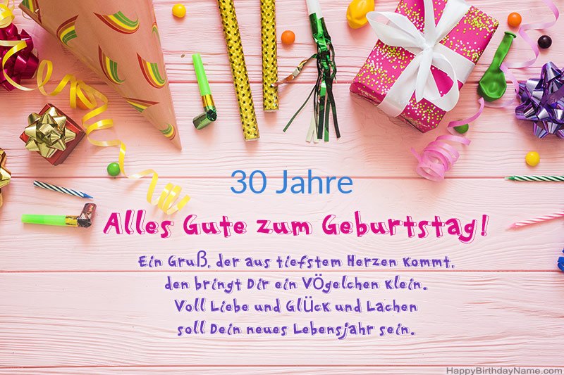 Downloaden Sie Happy Birthday Karte 30 Jahre altes Mädchen kostenlos