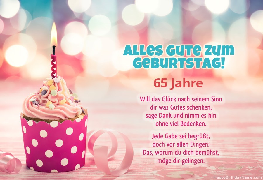 Downloaden Sie Happy Birthday Karte 65 Jahre alte Frau kostenlos