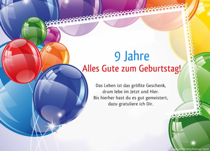 9 Jahre alter Junge Herzlichen Glückwunsch zum Geburtstag!