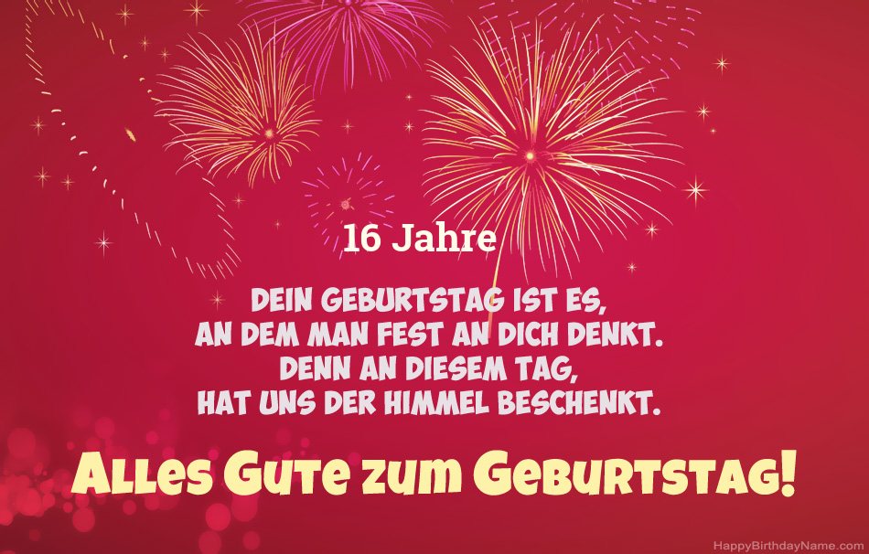 16 Jahre alter Typ Alles Gute zum Geburtstag, schöne Gedichte