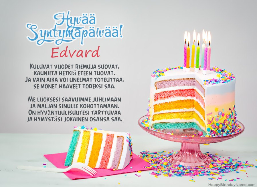 Hyvää Syntymäpäivää Edvard jakeessa