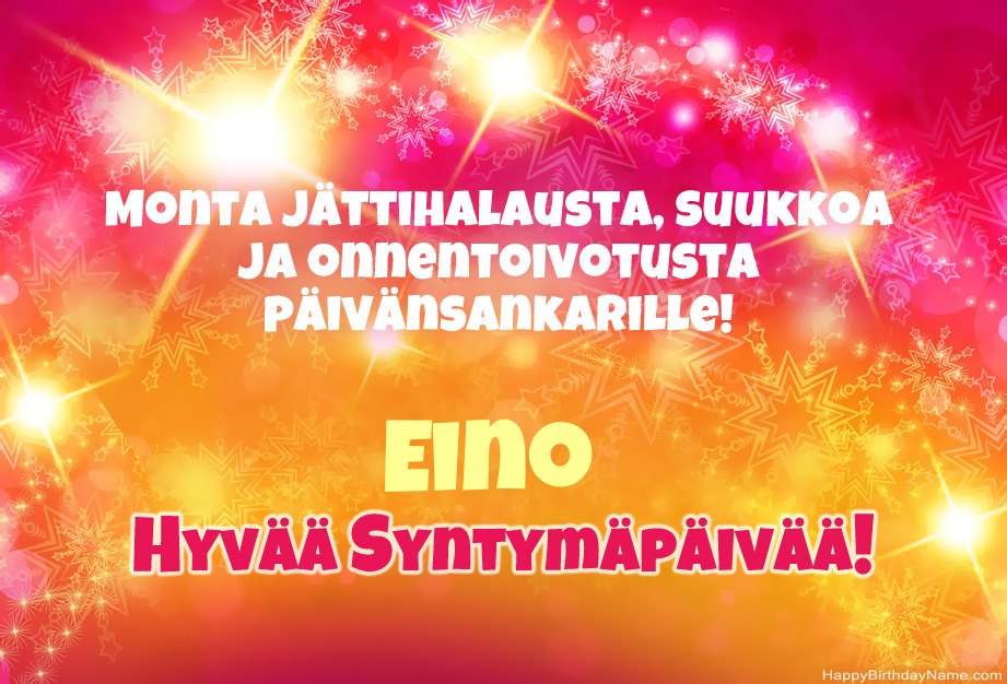Kaunis onnellinen Syntymäpäivä kortti Eino