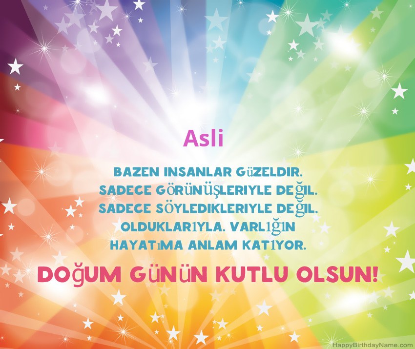 Asli için Güzel Mutlu Doğum Günü kartları