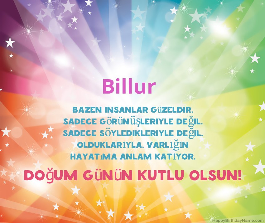 Billur için Güzel Mutlu Doğum Günü kartları
