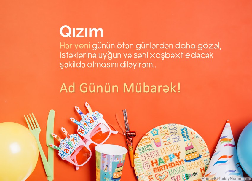 Qızım Happy Birthday kartları Qızım Happy Birthday kartları