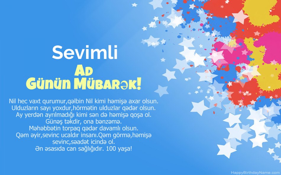 Ad günü Sevimli təbrik edirik
