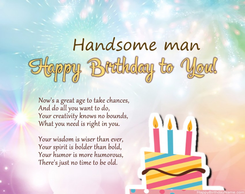Handsome man Happy Birthday in verse