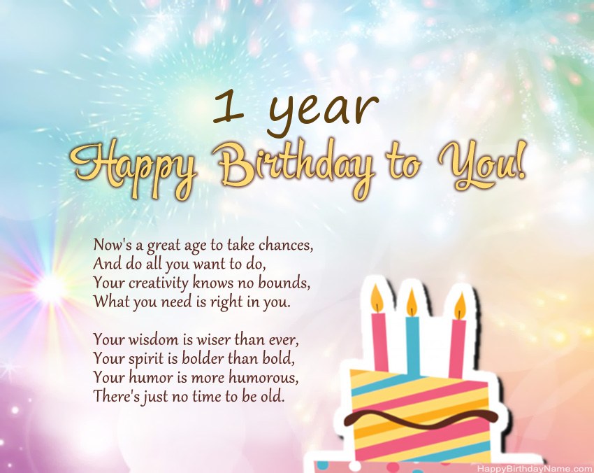 1 year old girl Happy Birthday in verse