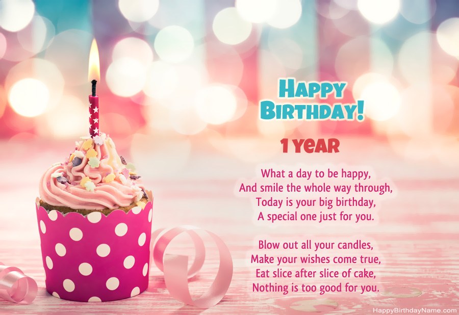 Download Happy Birthday card 1 year old girl free