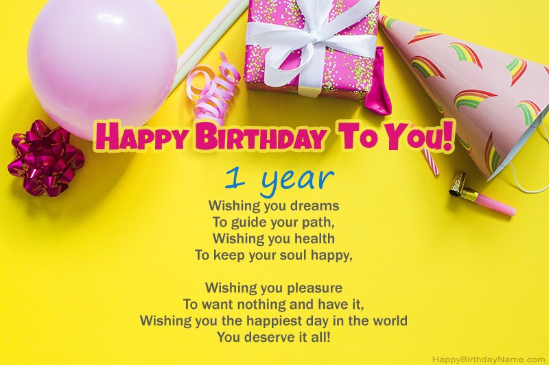 Happy Birthday 1 year old girl in prose