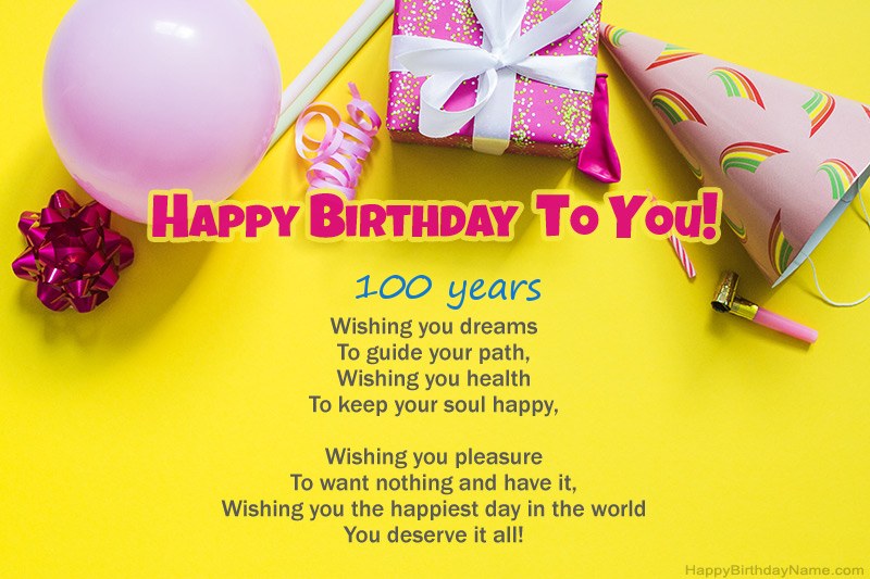 Happy Birthday 100 years old woman in prose