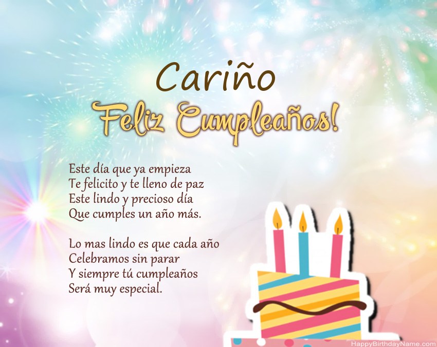 Cariño Feliz cumpleaños en verso