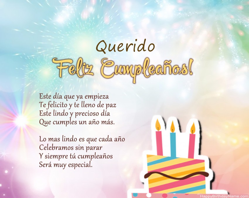 Querido Feliz cumpleaños en verso