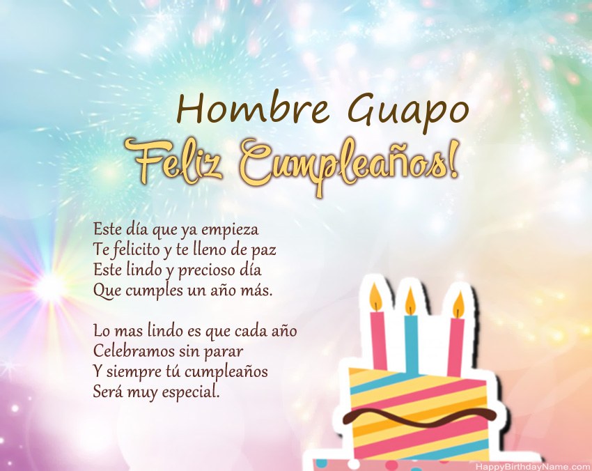 Hombre Guapo Feliz cumpleaños en verso Hombre Guapo Feliz cumpleaños en verso