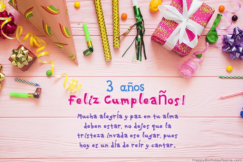 Descargar Happy Birthday card Niña de 3 años gratis Descargar Happy Birthday card Niña de 3 años gratis