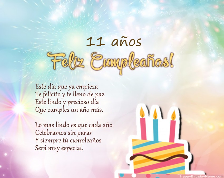 Niña de 11 años Feliz cumpleaños en verso