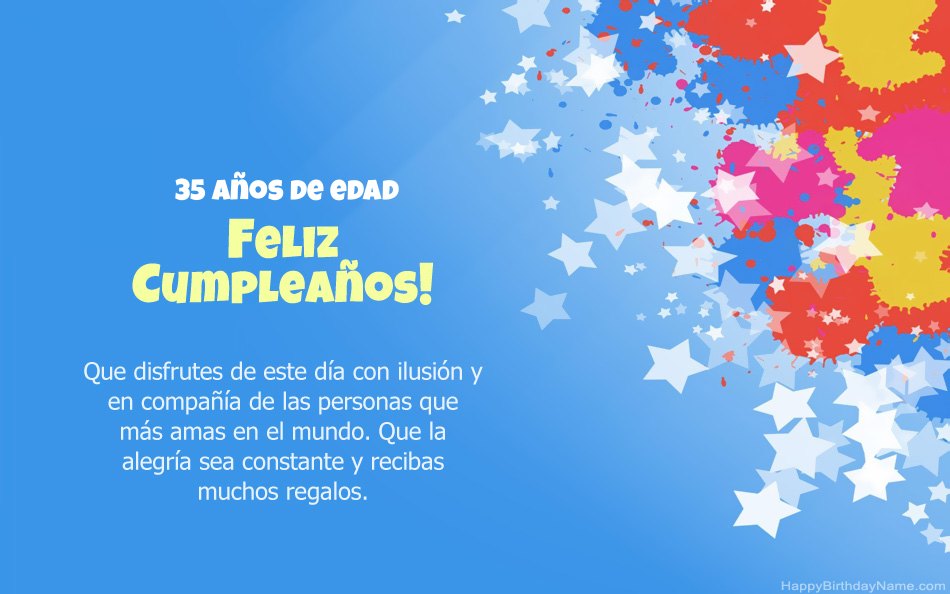 Felicitaciones por el cumpleaños Niña de 35 años