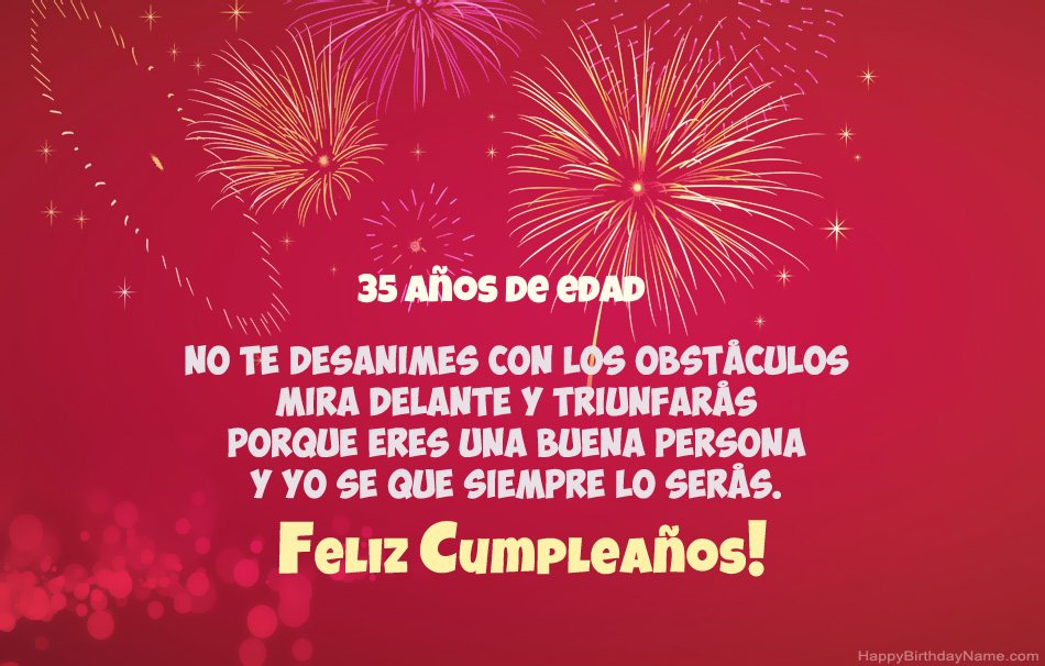 Hombre de 35 años Feliz cumpleaños, hermosos poemas