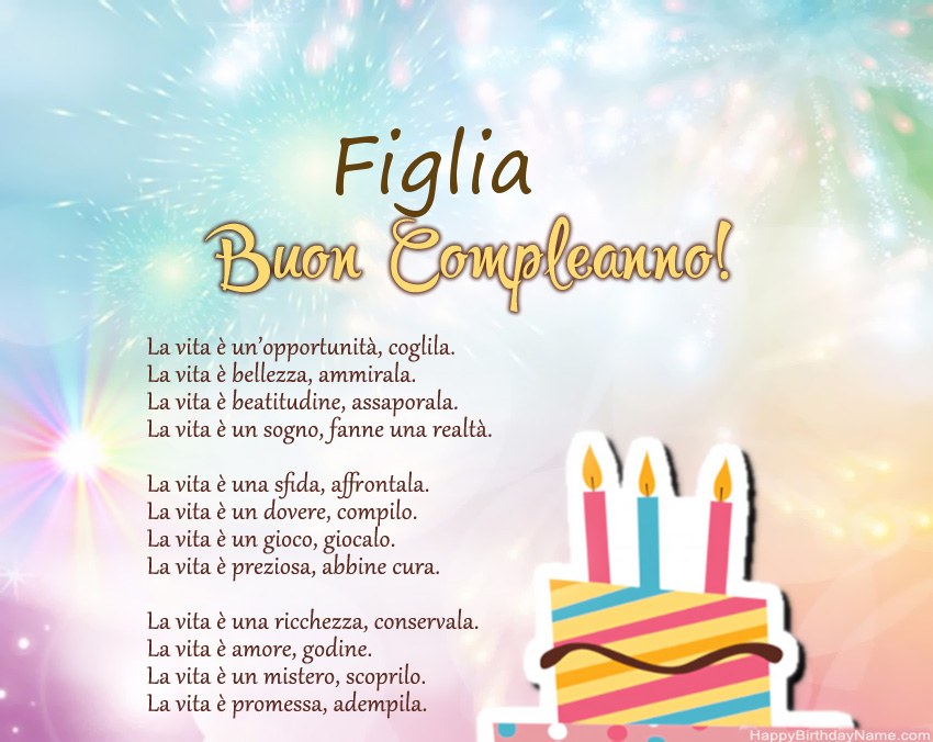 Figlia Buon compleanno in versi Figlia Buon compleanno in versi