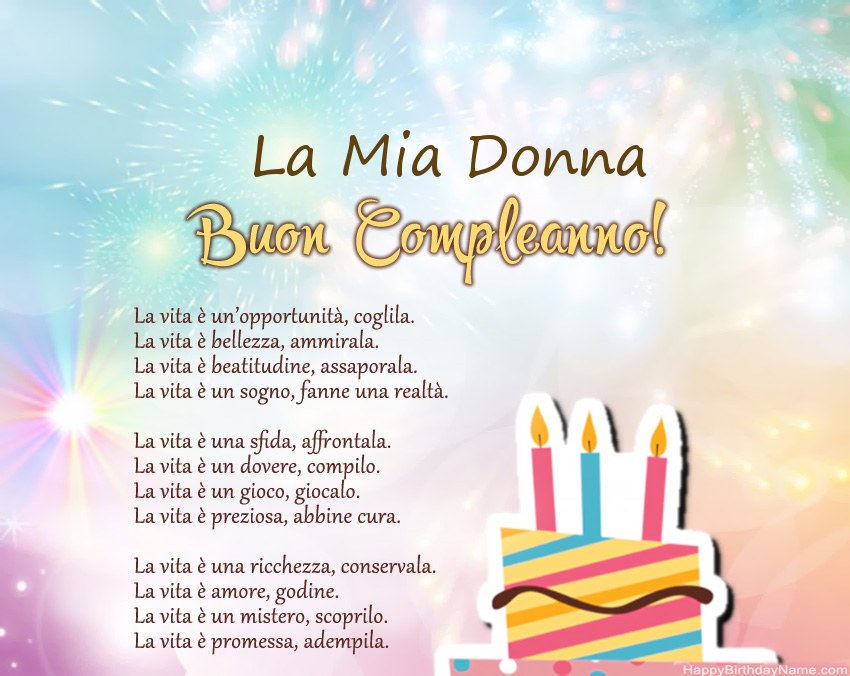 La Mia Donna Buon compleanno in versi