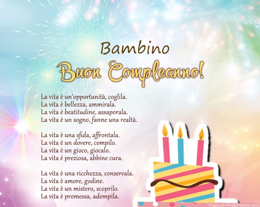 Bambino Buon compleanno in versi