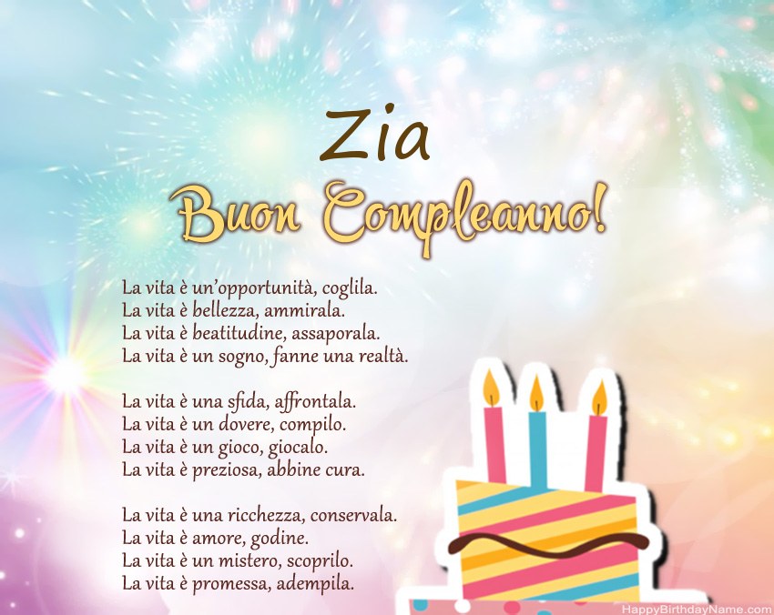 Zia Buon compleanno in versi