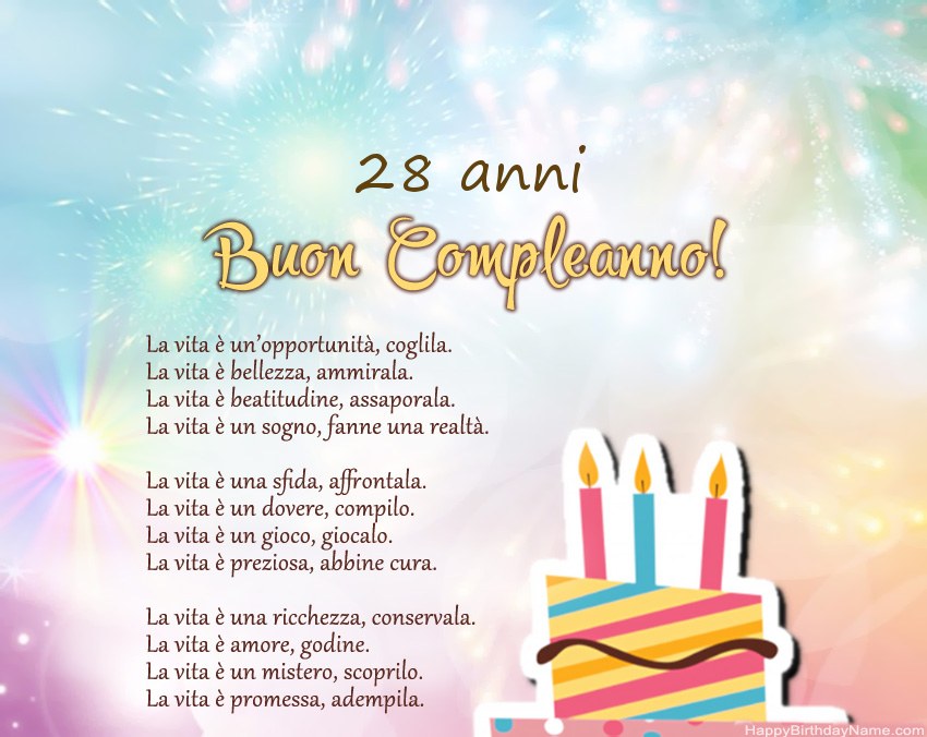 Ragazza di 28 anni Buon compleanno in versi