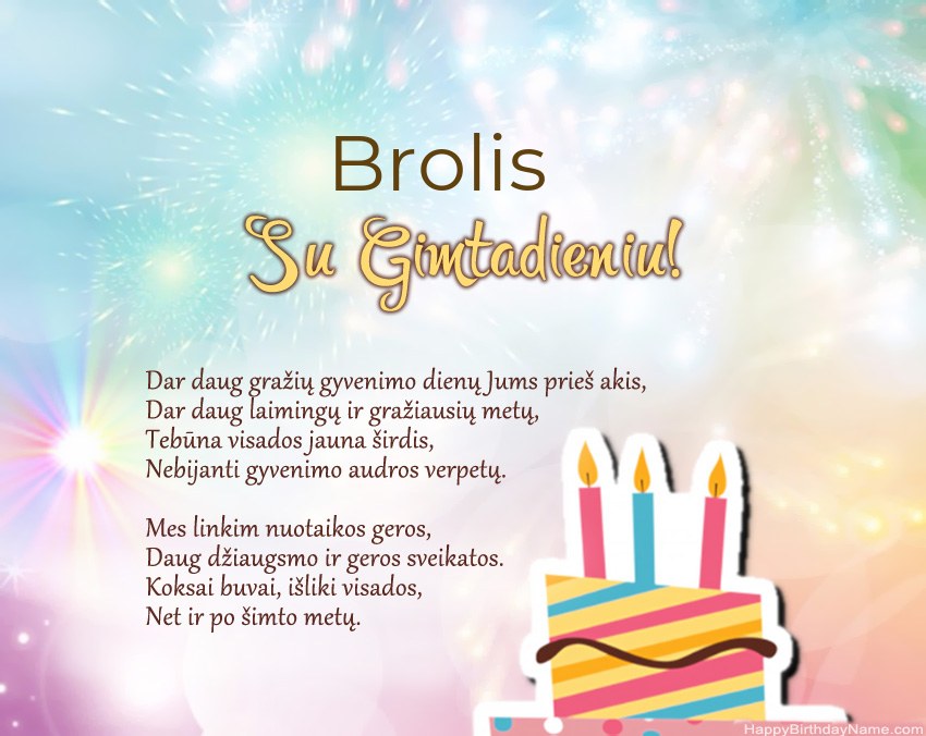 „Brolis“ su gimtadieniu eilėraštyje