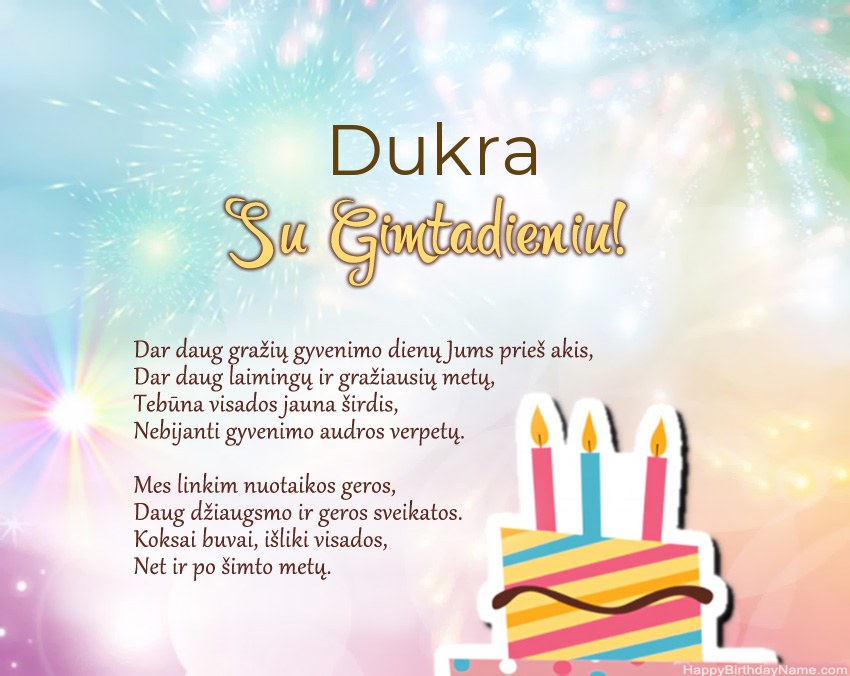 „Dukra“ su gimtadieniu eilėraštyje