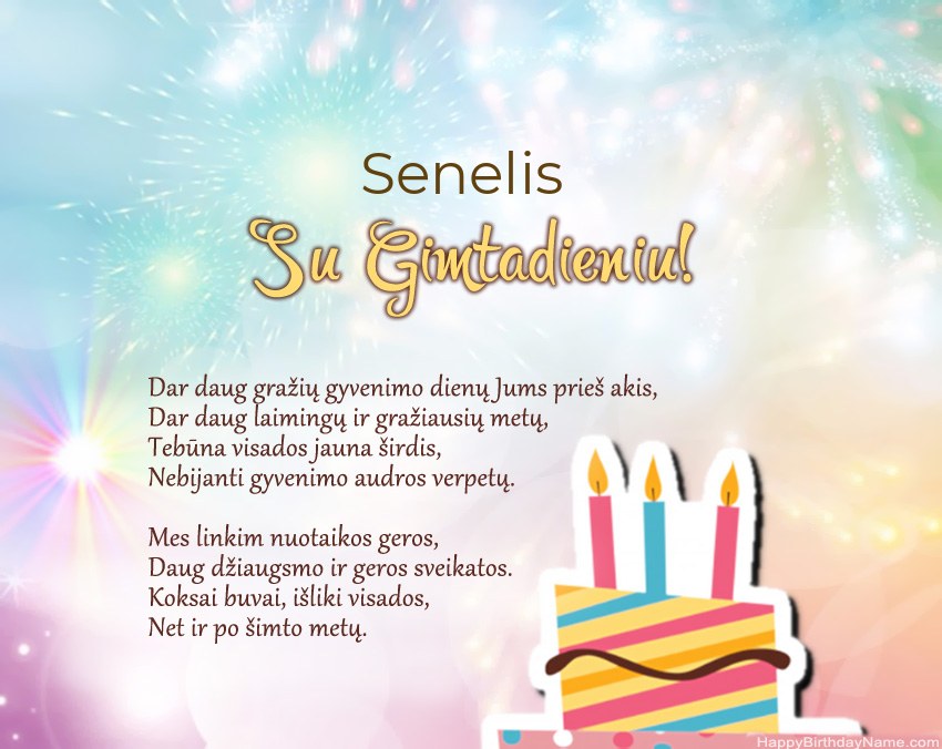 „Senelis“ su gimtadieniu eilėraštyje „Senelis“ su gimtadieniu eilėraštyje