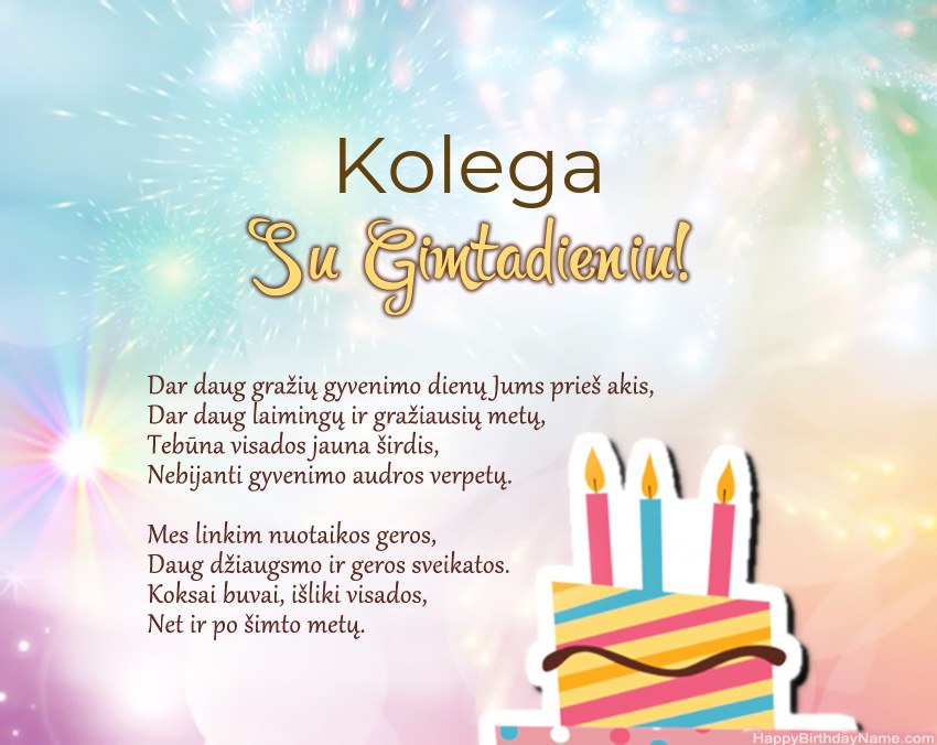 „Kolega“ su gimtadieniu eilėraštyje