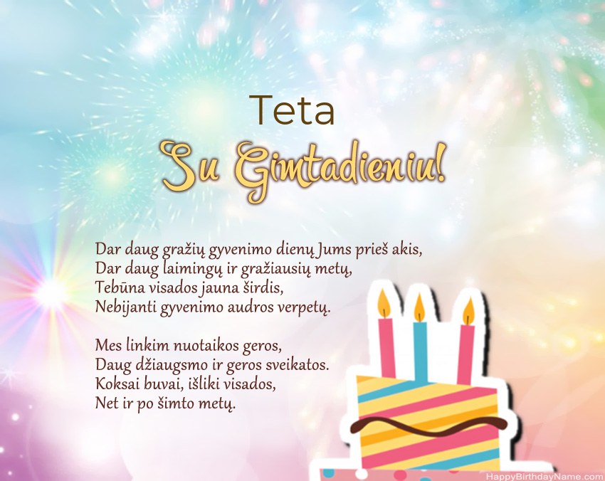 „Teta“ su gimtadieniu eilėraštyje