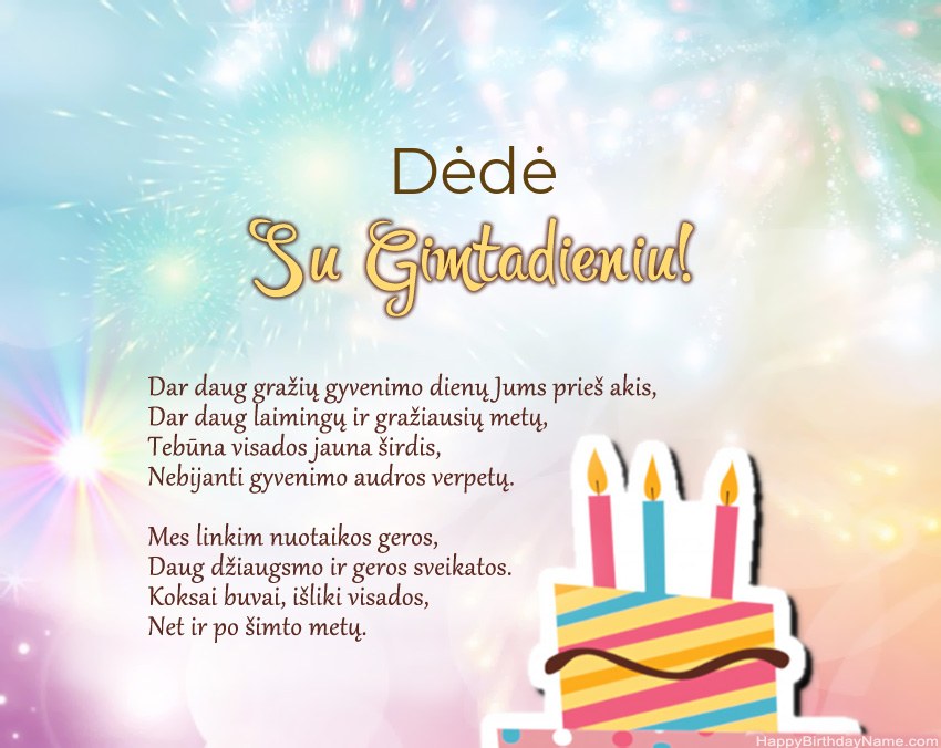 „Dėdė“ su gimtadieniu eilėraštyje
