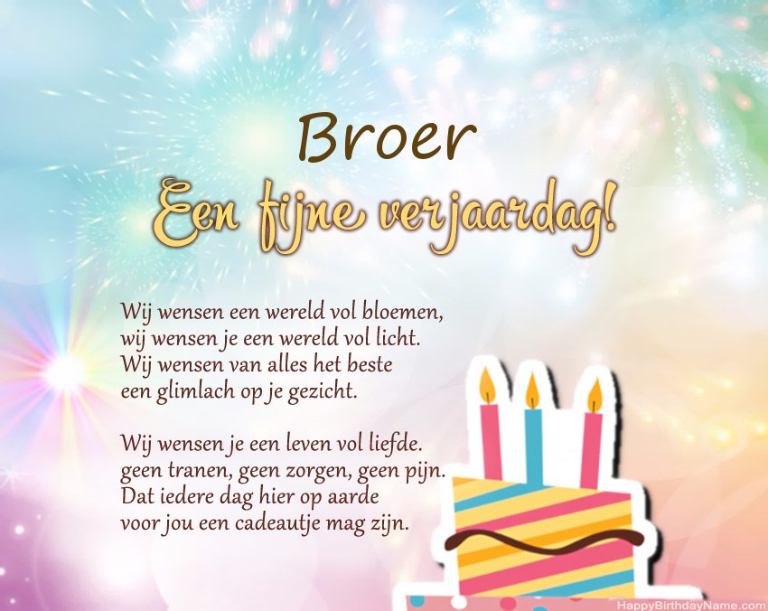 Broer Gelukkige verjaardag in vers