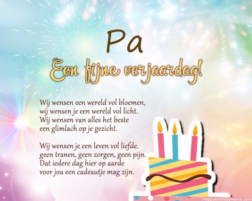 Pa Gelukkige verjaardag in vers