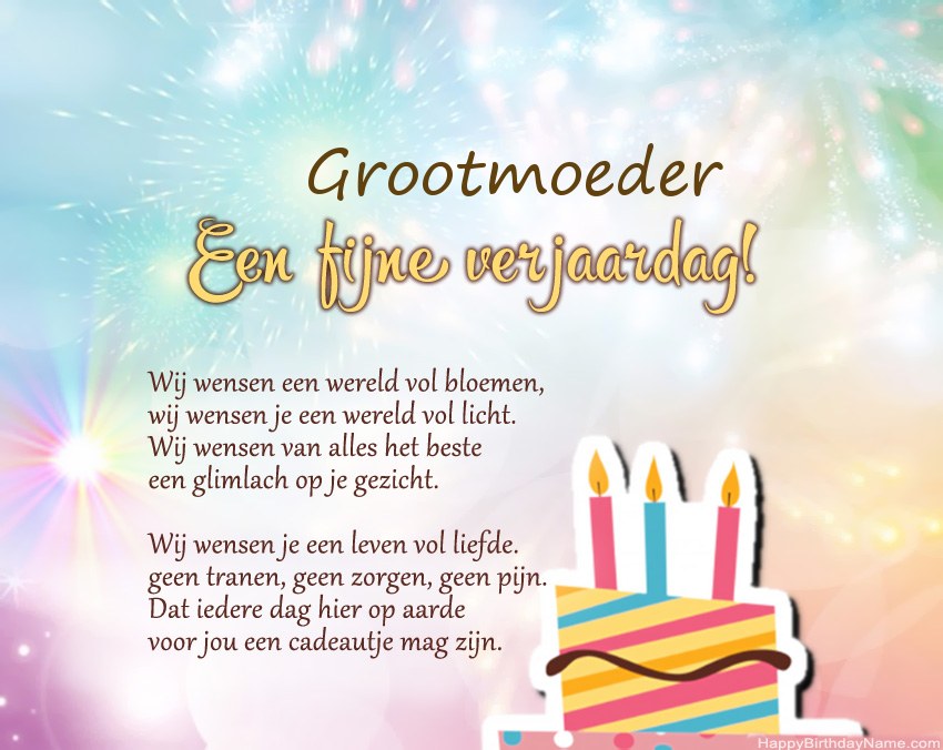 Grootmoeder Gelukkige verjaardag in vers