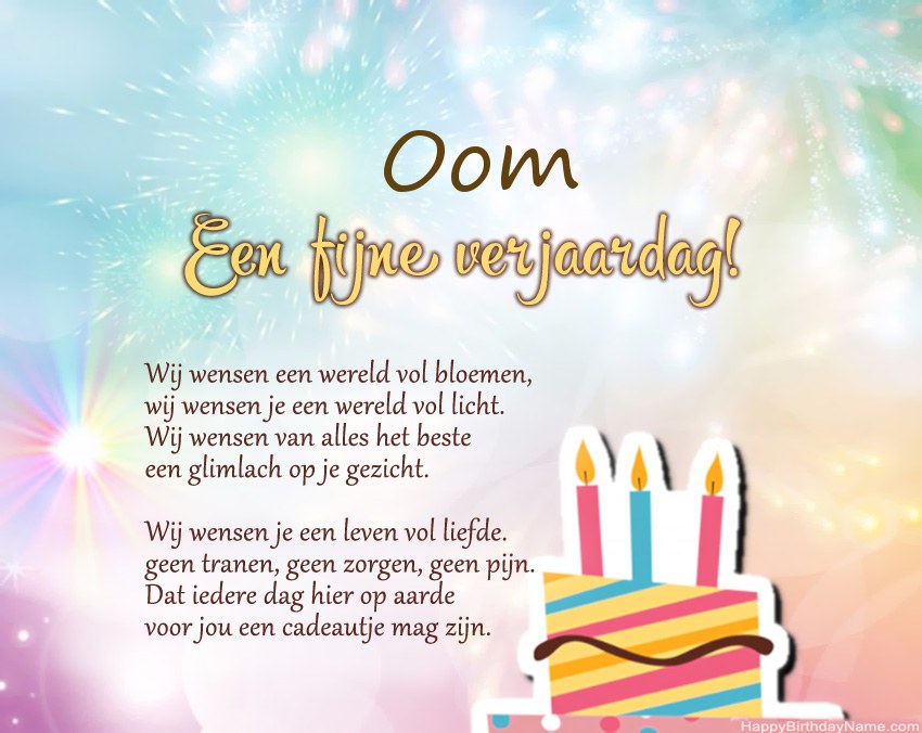 Oom Gelukkige verjaardag in vers