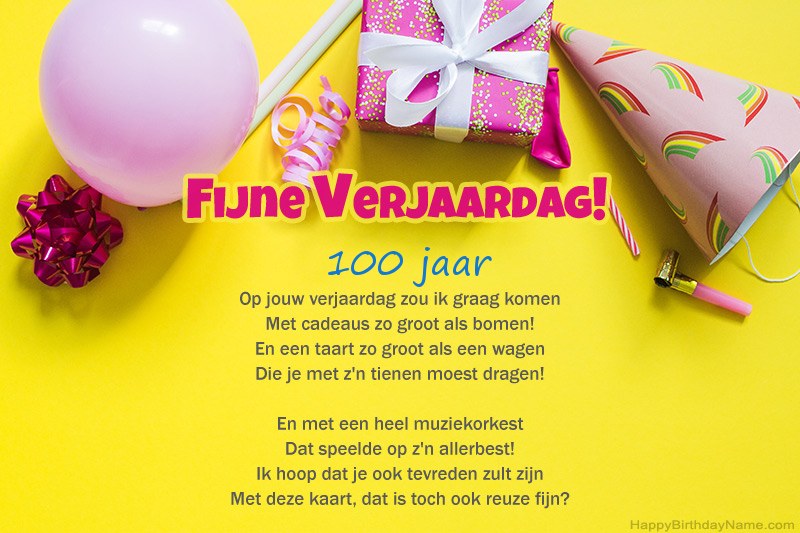 Gelukkige verjaardag 100 jaar oude vrouw in proza