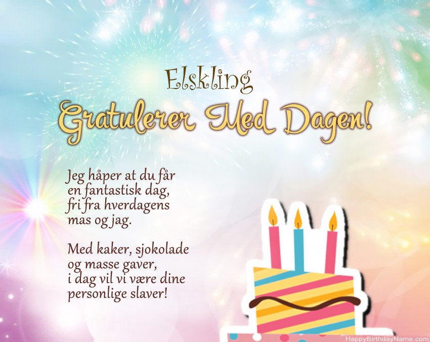 Elskling Happy Birthday i vers
