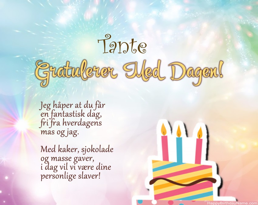 Tante Happy Birthday i vers